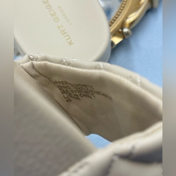 🆕 KURT GEIGER LONDON 🧿 NWOB Meena Eagle Quilted Slide, Bone - Sz 40 US 9 - Picture 13 of 14